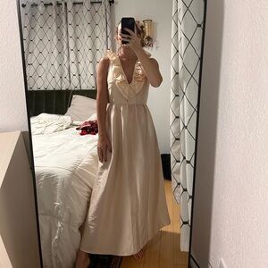 Topshop Cream Ruffle Maxi Dress